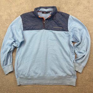 Vineyard Vines Men’s Large Blue Performance Snap Half 1/4 Zip Hooded Sweater Top